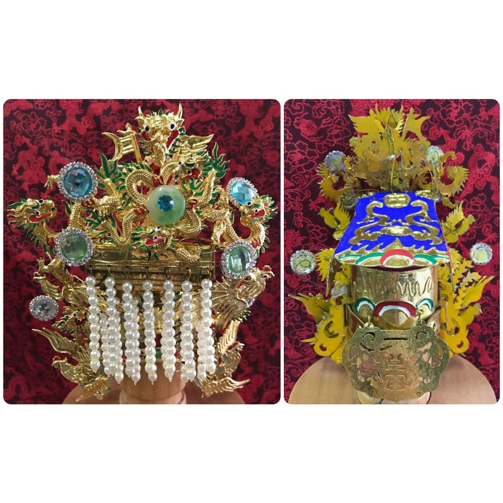 1尺3神尊戴 7吋 手工 漆線安金 幼龍 水鑽 紙帽 媽祖帽