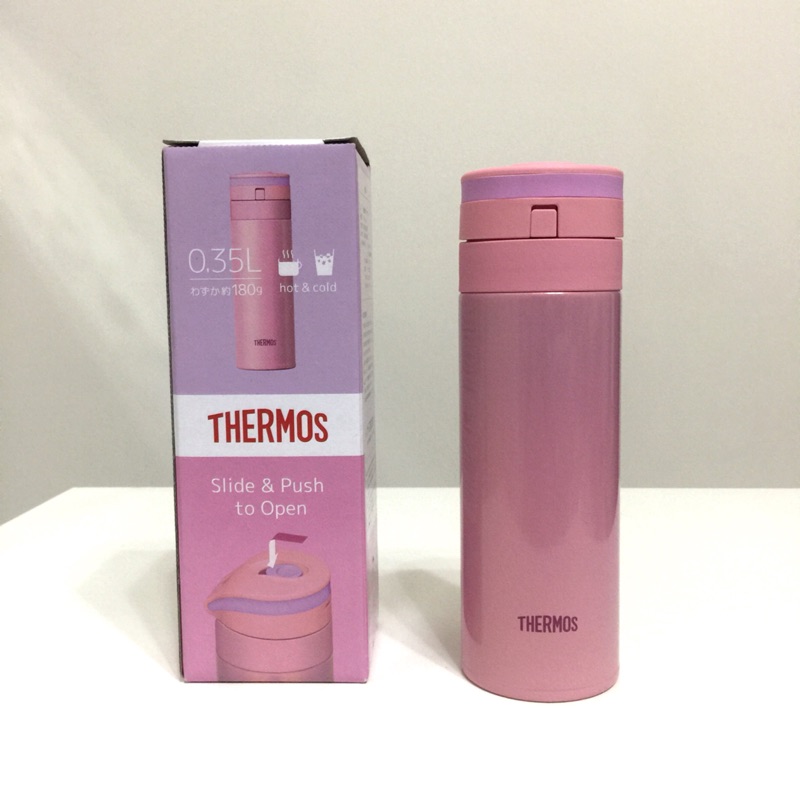 膳魔師Thermos 💕 超輕量自動上鎖不鏽鋼真空保溫瓶粉紅色 0.35L(JNS-350)