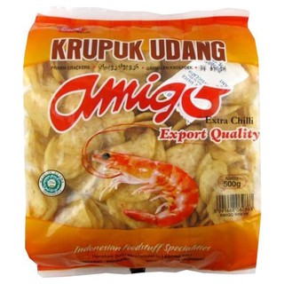 印尼 ALOHA Krupuk Udang Amigo Extra Chili 辣味生蝦餅(小片) 500g