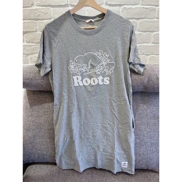 ［Roots] 棉質短袖口袋長版T恤洋裝（二手）