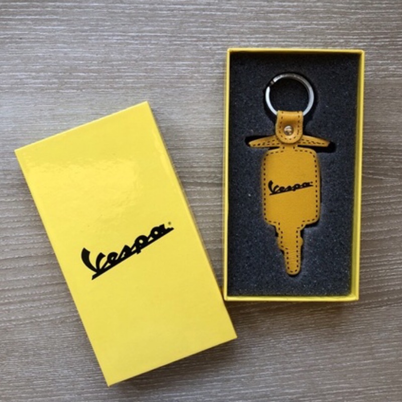 [Vespa] 偉士牌原廠皮革鑰匙圈 黃色