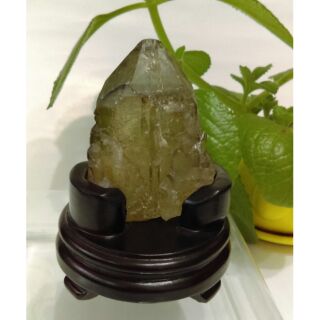 晶喨~天然水晶 天然黃水晶鱷魚水晶(骨幹水晶)含木座