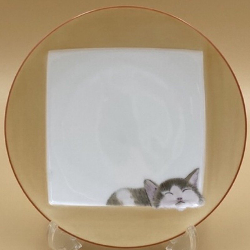 日本Noritake則武手繪貓咪瞌睡中型飾盤
