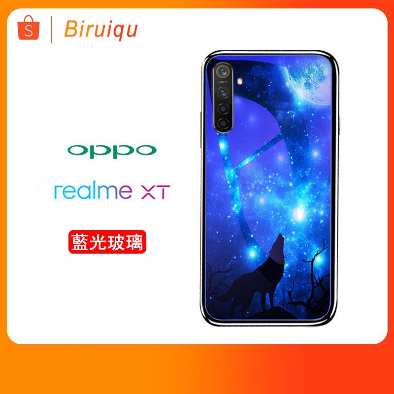 OPPO Realme XT RealmeXT 網紅 藍光玻璃 防摔 全包 9H鋼化 矽膠軟邊 情侶手機殼
