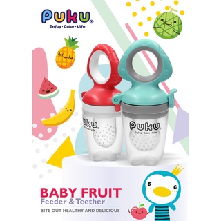 企鵝寶貝 PUKU 藍色企鵝 鮮果樂咬-含S/M/L替換頭 嬰兒輔食器 咬咬樂輔食器 學習棒 水果棒 副食品專用蔬果棒