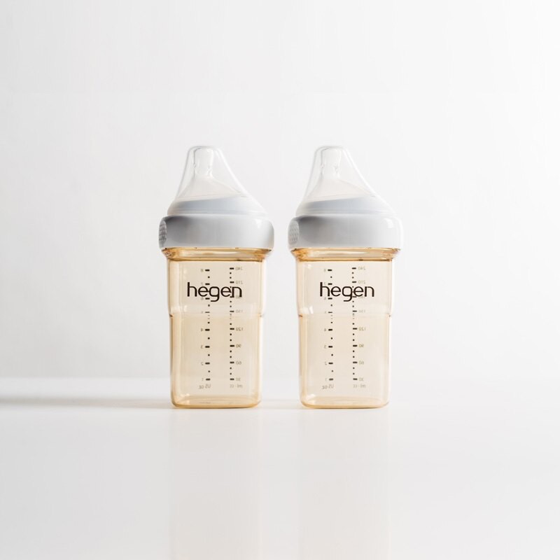 新加坡 hegen 金色奇蹟PPSU多功能方圓型寬口奶瓶 240ml (雙瓶組)