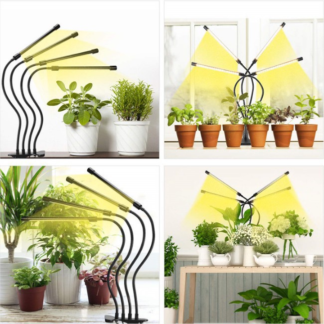 Led植物燈全光譜植物燈補光燈新款雙頭全光譜夾子式條型燈可定時可調光大功率18w多肉植物補光上色植物燈全光譜
