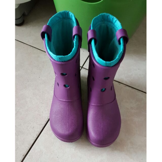 Crocs專櫃紫色8號雨靴雨鞋9.5成新
