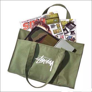 ★JS日雜附錄★ STUSSY 軍綠扣式隨身小物收納手提單肩托特包購物袋 smart帥氣率性簡約潮流前後口袋