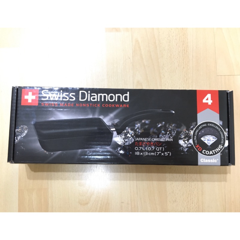 【CorelleBrands 康寧餐具】瑞士原裝 Swiss Diamond XD 瑞仕鑽石鍋 玉子燒鍋