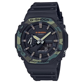 CASIO 卡西歐 男 G-SHOCK 軍事風格迷彩雙顯腕錶(GA-2100SU-1A)