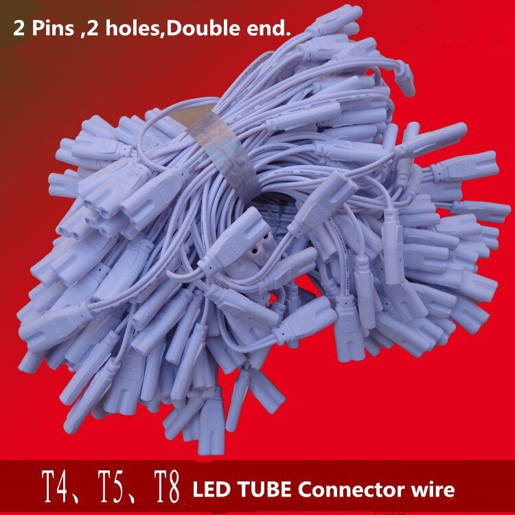 T4 T5 T8 燈管燈連接電纜 Led 照明管連接器 2 針雙頭電纜連接線