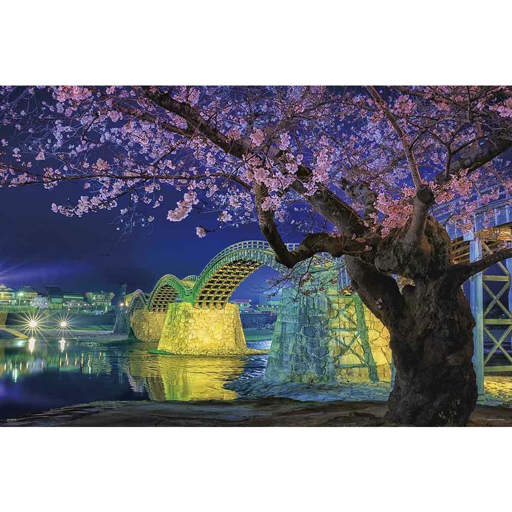 日本進口 1000片拼圖 海外風景 夜光錦帶橋 夜櫻寫真10 1364 蝦皮購物