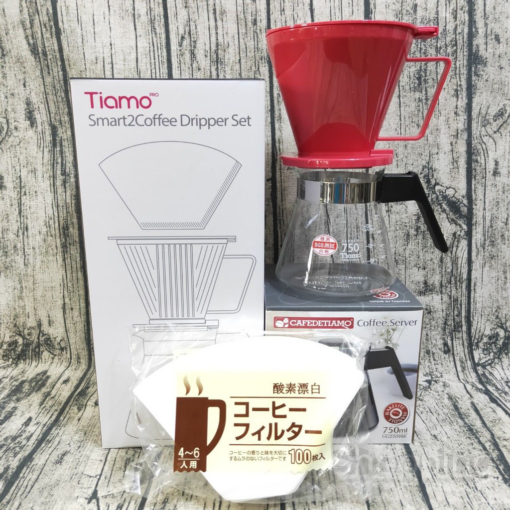 【有發票】TIAMO 咖啡濾器禮盒組 濾杯 耐熱玻璃壺 濾紙  咖啡壺 沖泡壺 玻璃壺