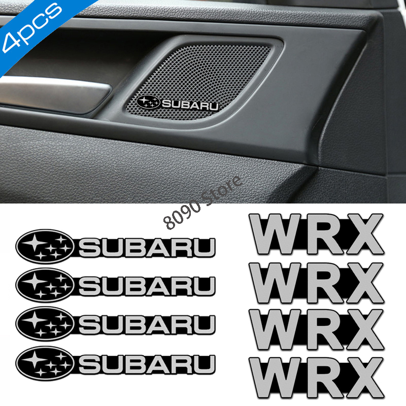 SUBARU 4 件/套改裝汽車標誌音頻貼紙汽車內飾中央控制合金迷你標誌徽章貼花適用於斯巴魯 WRX Legacy ST