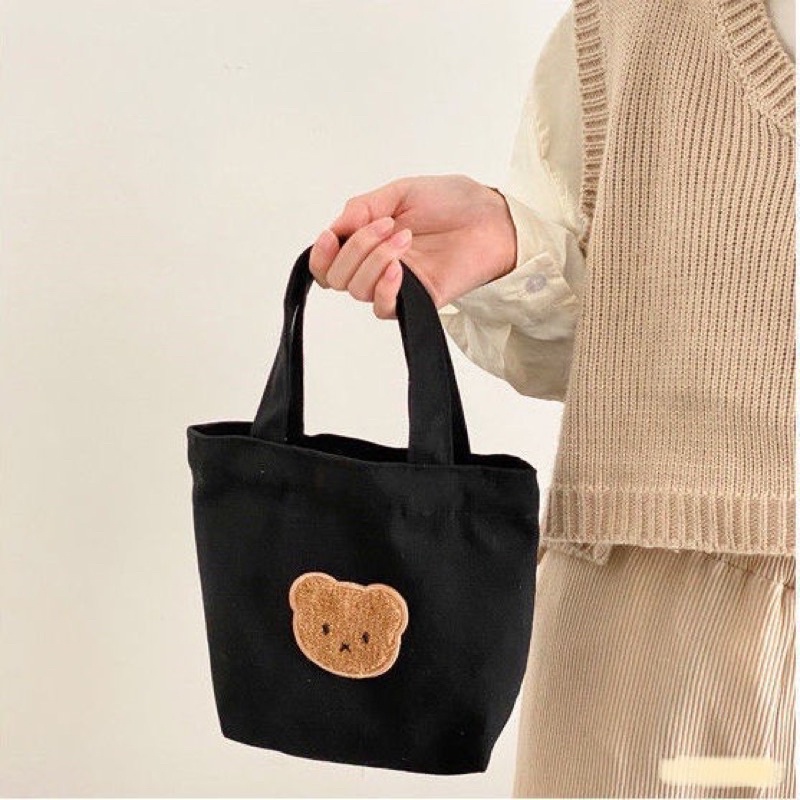 「台灣現貨」/手提袋/小熊🐻/可愛造型/五款顏色/禮物送禮/姐妹交換禮物/生日禮物/帆布材質/耐用/便宜