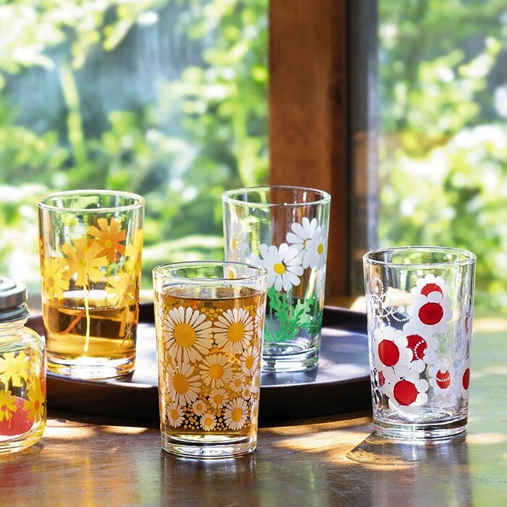 日本製 玻璃杯【ADERIA】石塚硝子 昭和復古 花樣玻璃杯 200ml 現貨 玻璃茶杯 玻璃水杯 昭和年代 日本玻璃杯