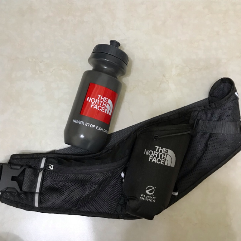 The North Face 北臉 水壺 運動 腰包 墨灰 附500ml水壺 全新