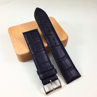 義大利進口 霧面 防水加工 真牛皮 壓鱷魚大格紋 真皮錶帶 不鏽鋼針扣 22 收 20
