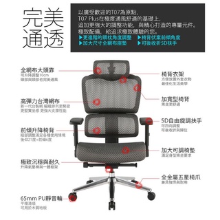 億嵐家具《瘋椅》加送(健康舒壓腳踏墊) 艾芮克 T07 Plus 人體工學椅 電競椅 網椅 電腦椅