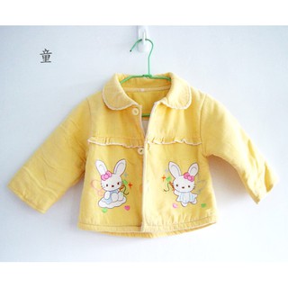 0-2歲小棉襖 童裝 黃色舖棉保暖外套 可愛兔子小外套