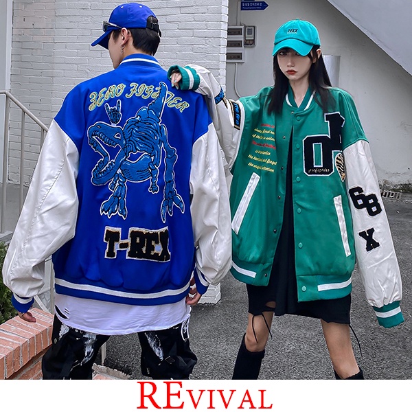 《REVIVAL》T-REX搖滾暴龍外套 韓國 21FW 夾克 棒球外套 毛尼 情侶 嘻哈 舞台 外套 侏儸紀 311