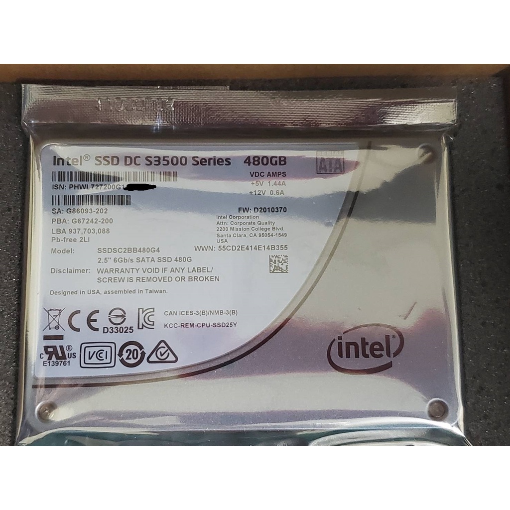 全新 Intel MLC SSD 480g 企業級 DC S3500 480 絕版超長壽命 固態硬碟 SATA  英特爾