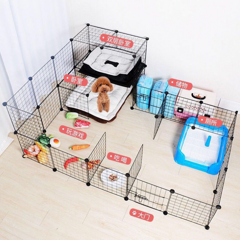 Diy 圍欄diy小型犬寵物籠魔片鐵網透明圍欄狗籠柵欄室內貓咪隔離欄泰迪窩 蝦皮購物