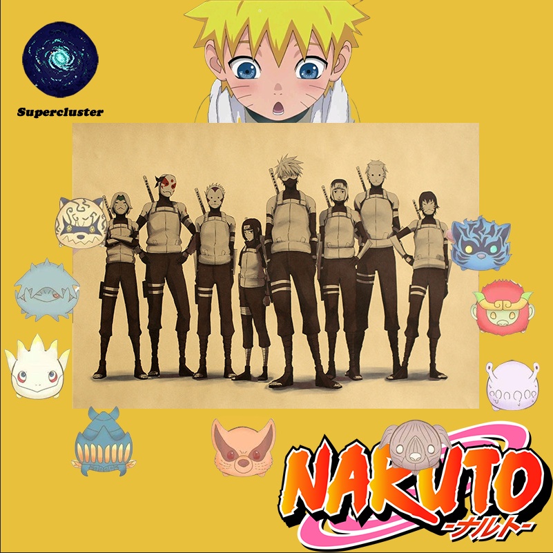 Naruto 火影忍者暗部復古牛皮紙海報酒吧咖啡館裝飾畫熱門動漫海報牆貼壁紙50 35cm 蝦皮購物