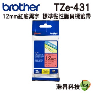 Brother TZe-431 12mm 護貝標籤帶 原廠標籤帶 紅底黑字 Brother原廠標籤帶公司貨9折