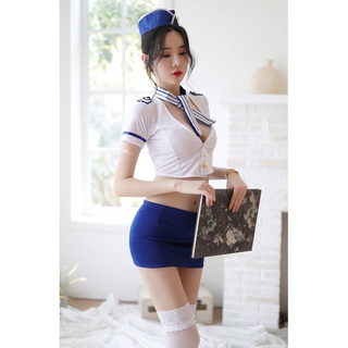 ✨蒂兒小舖🍁臺灣現貨天天出✨性感空姐 海軍水手服 OL 微透視 制服誘惑 短裙 Cosplay 角色扮演 情趣 Q21