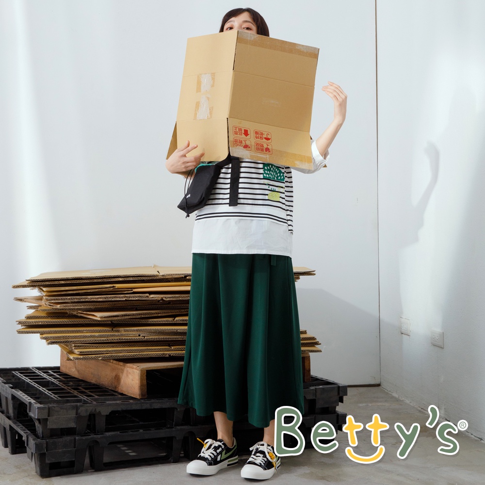 betty’s貝蒂思(11)垂墬感綁帶九分寬褲(深綠)