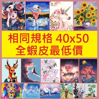 當日發貨【物體類】40x50 cm 大畫布 出清 特價 手繪 DIY數字油畫 業界超低價 含丙烯顏料 畫筆 畫布 參考圖