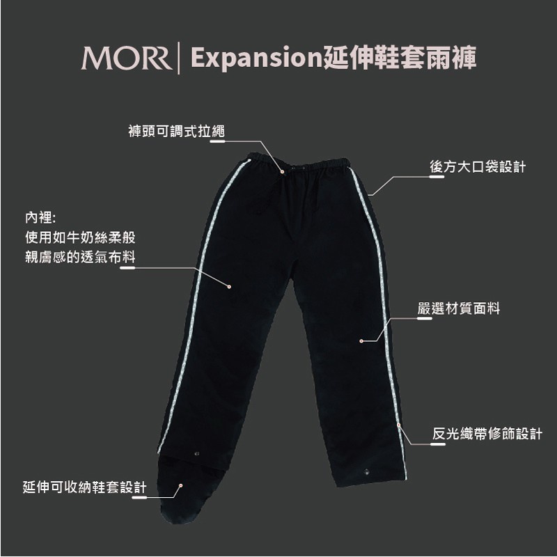 SP™ MORR Expansion延伸鞋套雨褲4.0 Metropolis機能防水外套4.0 個性黑