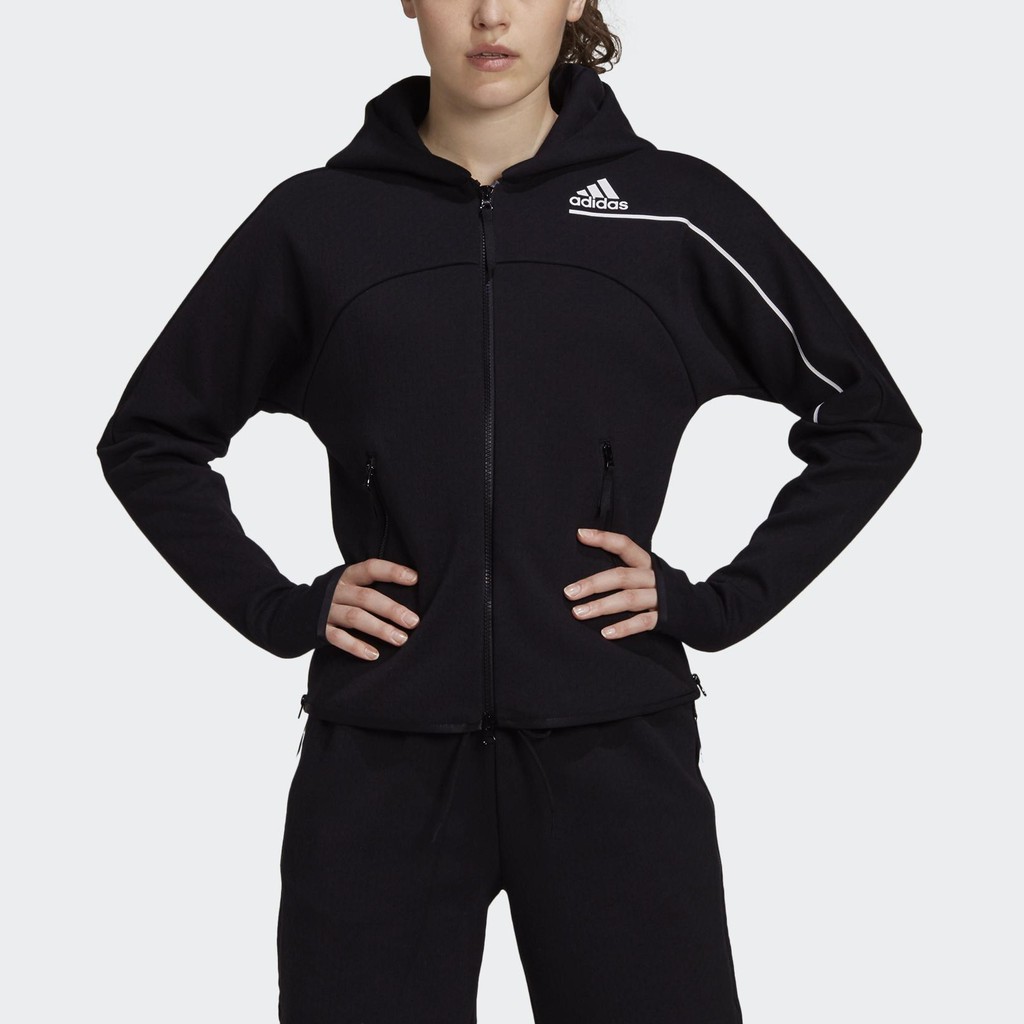 ⓉⒽⓇⒺⒺⒼ🔥ADIDAS Z.N.E. HOODIE 運動外套 雙層連帽 拉鍊口袋 拇指孔 黑色 女款 GM3275