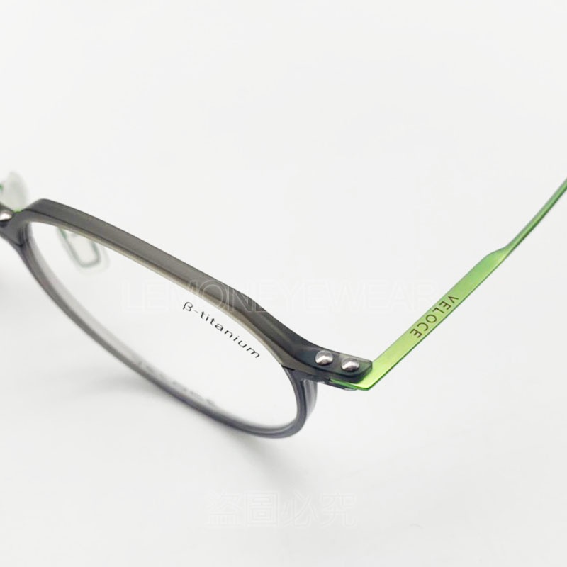 💎 極致輕時尚 💎[檸檬眼鏡] VELOCE VCX001 B13 高透度質感塑鋼與鈦金屬的結合 僅10克重量 灰綠色