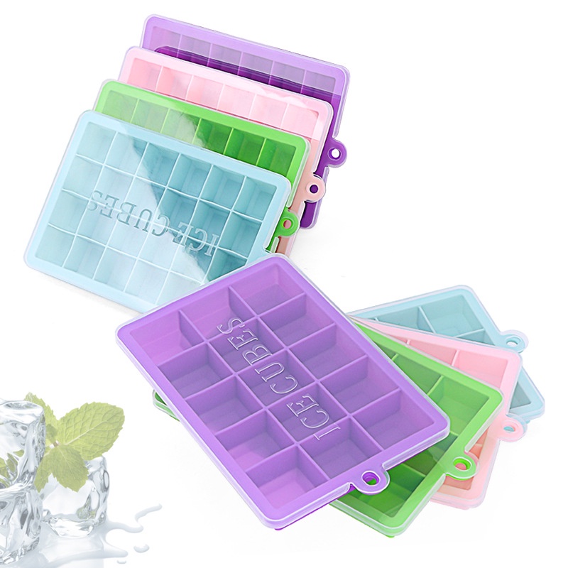 【現貨】矽膠冰格15格 24格方形冰塊模具 酒吧專用製冰盒 輔食保鮮盒 Dhome