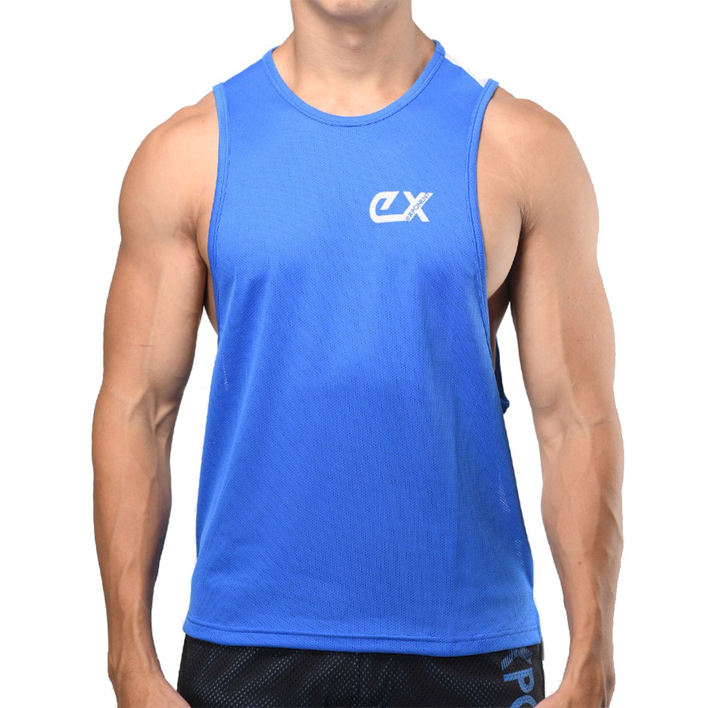 eXPONENT 肌肉工廠 男 雙色 吸濕排汗 挖背健身 背心 藍色