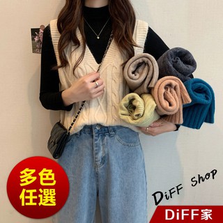 【DIFF】韓版寬鬆V領背心毛衣 針織上衣 女裝 衣服 冬季女裝 秋冬女裝 針織背心 冬裝 背心 保暖上衣【S88】
