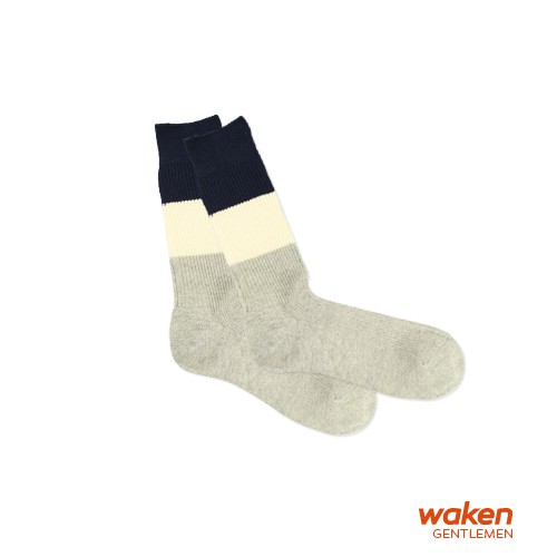 【waken】精梳棉羅紋撞色中筒休閒襪 1雙組 / 男襪 襪子 中筒襪 長襪