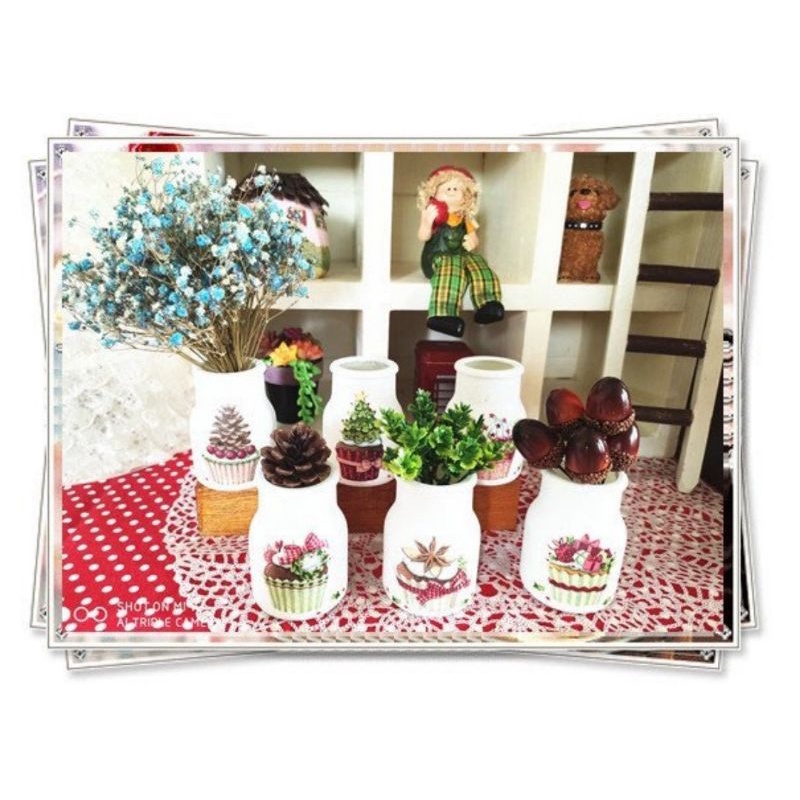 蝶谷巴特花器，插花植栽，聖誕節杯子蛋糕圖案，玻璃瓶小收納罐，擺飾，辦公室小物