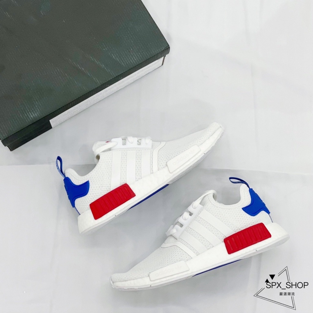 SPX潮流小舖 ADIDAS NMD R1 白藍紅  白鞋 百搭 新款 帥氣