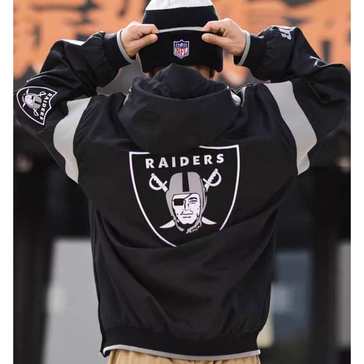 RAIDERS 突擊者隊 NFL 半拉鏈 衝鋒衣 防風 外套 夾克 嘻哈 饒舌 大尺碼 美版 大尺碼尺寸：XL~3XL