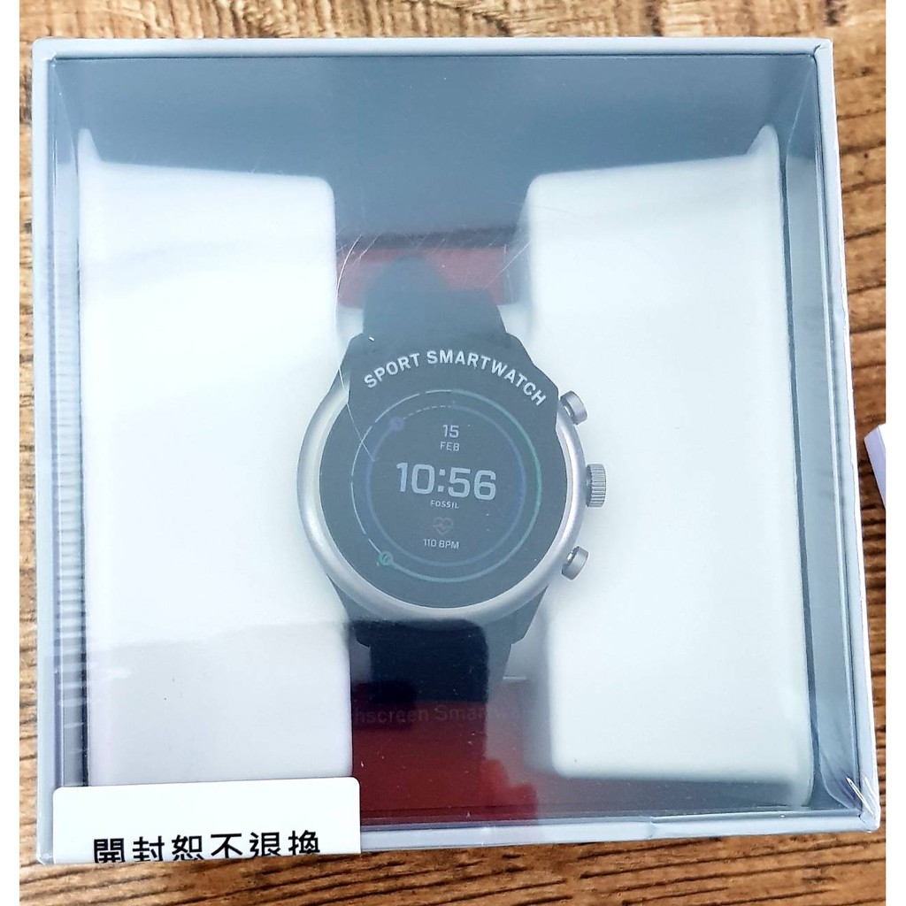 【全新未拆封】FOSSIL SPORT 運動智能錶 43MM 黑色矽膠 FTW4019