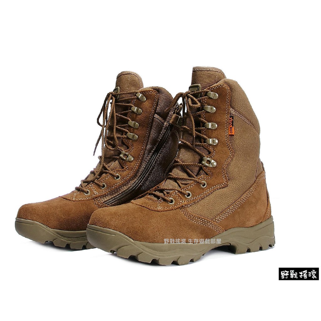 野戰搖滾 生存遊戲 三角洲沙漠之鷹特戰軍靴 作戰靴 側拉式拉鍊 泥色 長靴 沙漠靴 登山靴狼棕 蝦皮購物