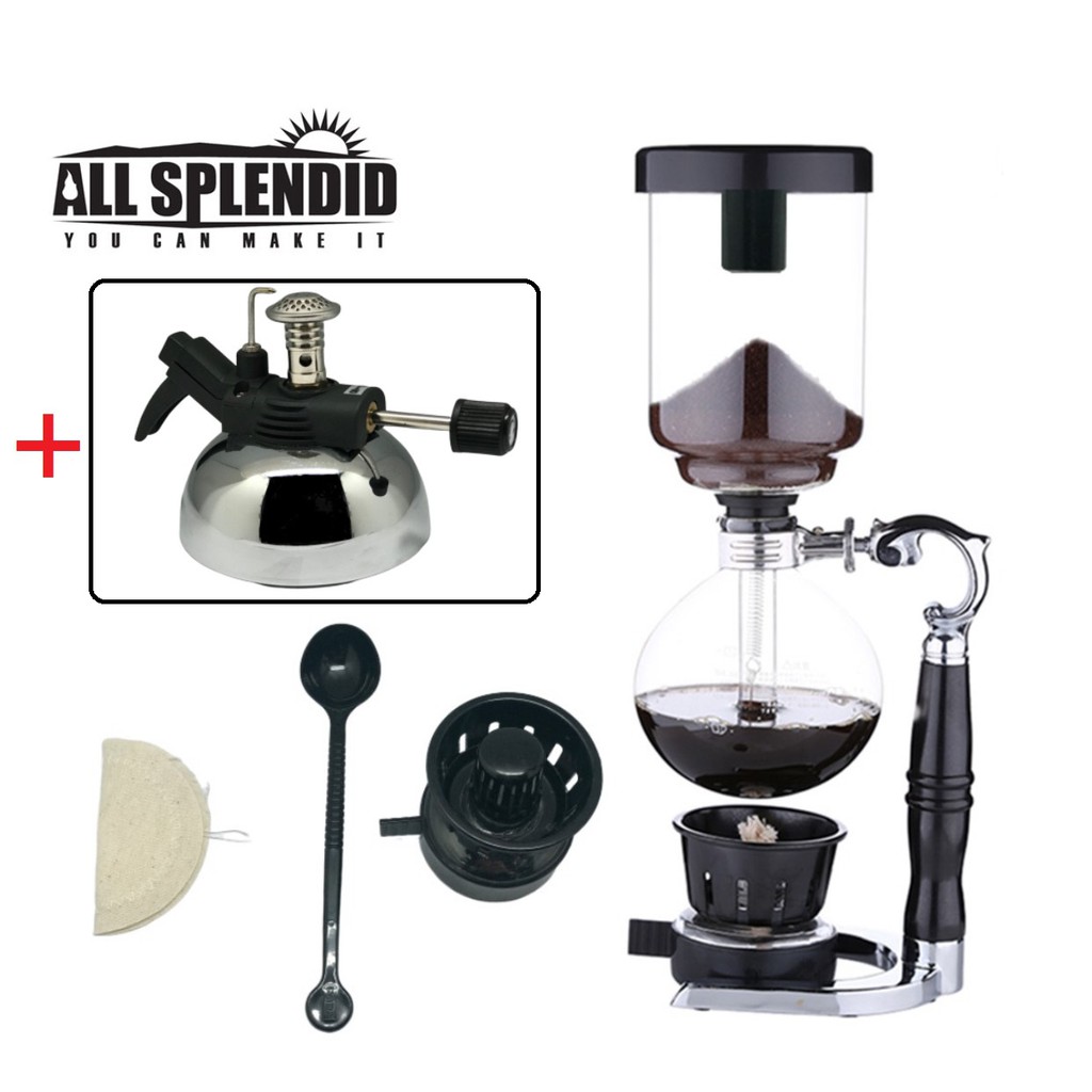 【All Splendid】專業咖啡組合【浸泡萃取 虹吸式咖啡壺+高效能虹吸專用瓦斯爐】台灣製造