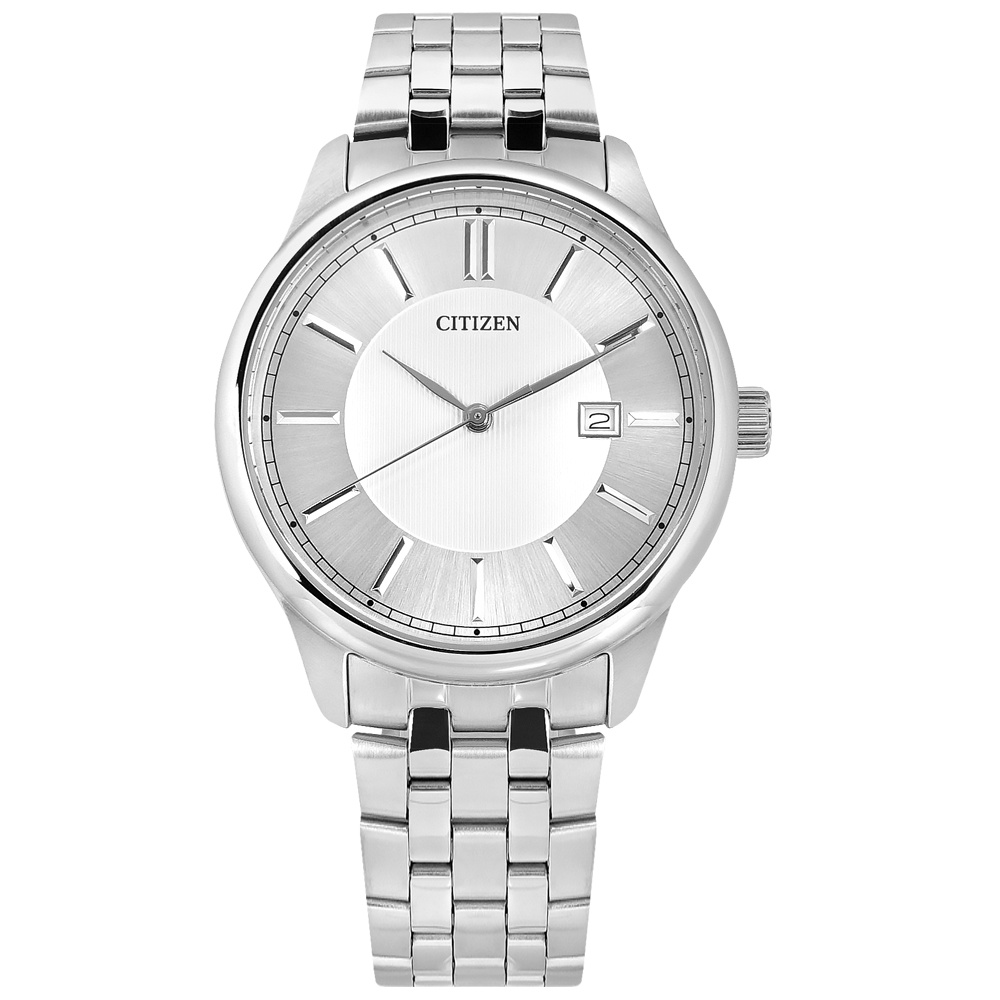 CITIZEN / 簡約時尚 典雅紳士 日本機芯 日期 不鏽鋼手錶 銀白色 / BI1050-56A /  40mm