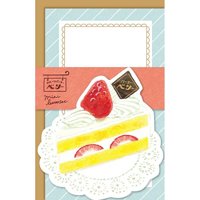 日本 Wa-Life 甜點造型迷你信封信紙組/ 草莓鮮奶油蛋糕 eslite誠品