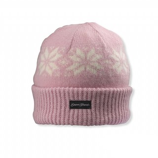 SNOWTRAVEL雪之旅 STAR018b-PIN [ 3M防風透氣保暖羊毛帽(雪花摺邊) ] 粉紅