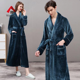 🔥Wusteg🔥臺灣熱銷♥️睡袍睡裙居家服 長睡袍女冬季法蘭絨情侶浴袍男士加厚加絨睡衣寬松加大碼春秋浴衣